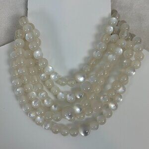 Baublebar Cassarah Ivory Frosted 5 Strand beaded necklace gold colored  NWT